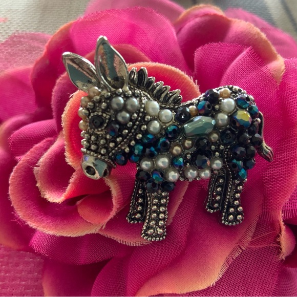 new marcasite, stone brooch Jewelry - NWOT Cutest little donkey brooch marcasite stones etc.